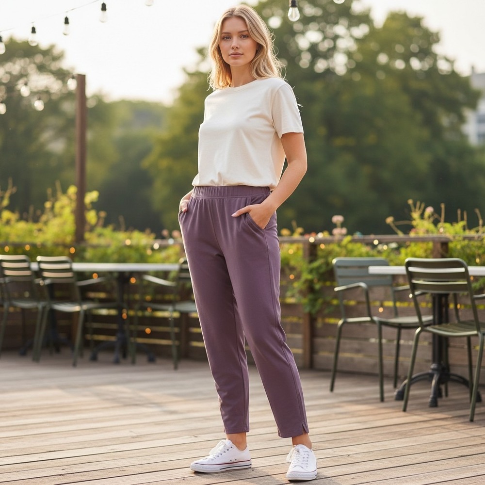 Eddie Bauer Traveler Ankle Pant Women Large Purple Excellent Stretch Outdoor